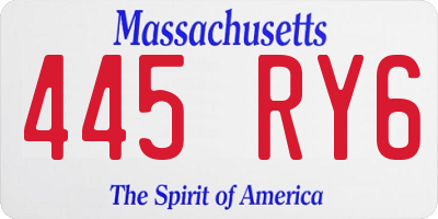 MA license plate 445RY6