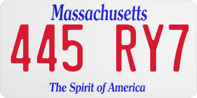 MA license plate 445RY7