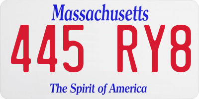 MA license plate 445RY8