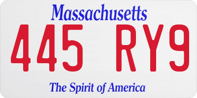 MA license plate 445RY9