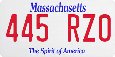 MA license plate 445RZ0