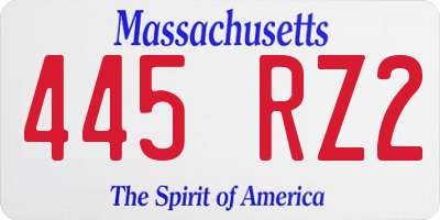MA license plate 445RZ2