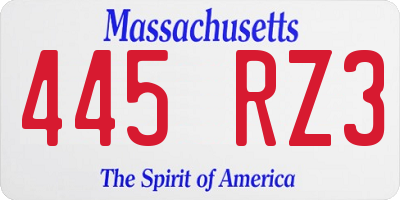 MA license plate 445RZ3
