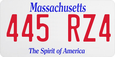 MA license plate 445RZ4