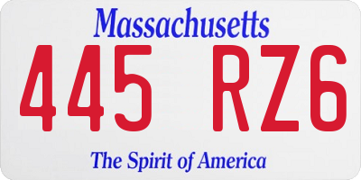 MA license plate 445RZ6