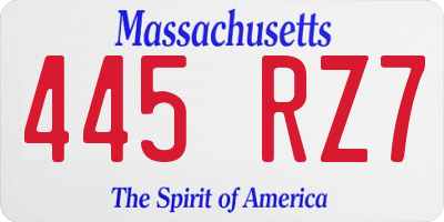 MA license plate 445RZ7