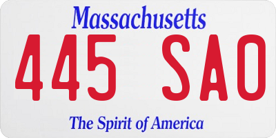 MA license plate 445SA0