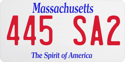 MA license plate 445SA2