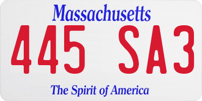 MA license plate 445SA3