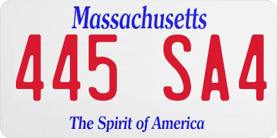 MA license plate 445SA4