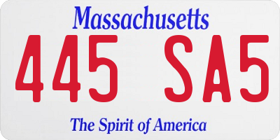 MA license plate 445SA5