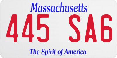 MA license plate 445SA6