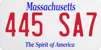 MA license plate 445SA7