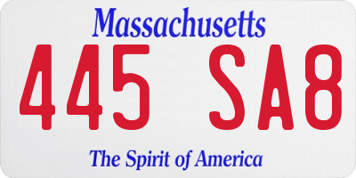 MA license plate 445SA8