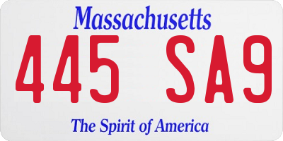 MA license plate 445SA9