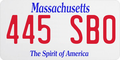 MA license plate 445SB0