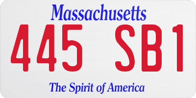 MA license plate 445SB1