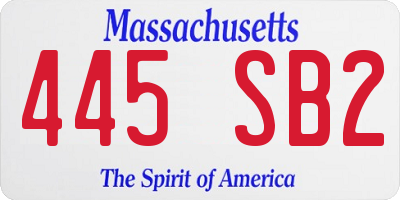 MA license plate 445SB2