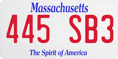 MA license plate 445SB3