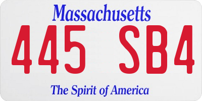 MA license plate 445SB4