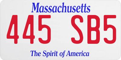 MA license plate 445SB5