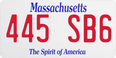 MA license plate 445SB6