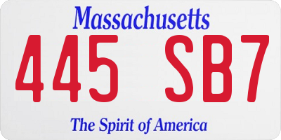 MA license plate 445SB7