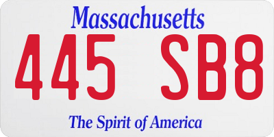 MA license plate 445SB8