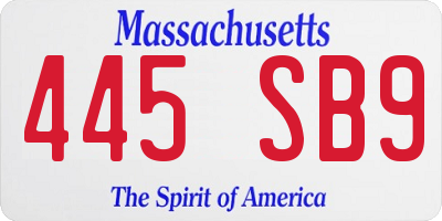 MA license plate 445SB9