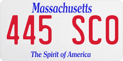 MA license plate 445SC0