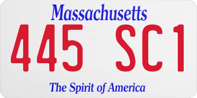 MA license plate 445SC1