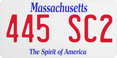 MA license plate 445SC2