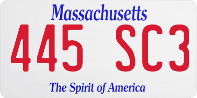 MA license plate 445SC3