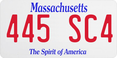 MA license plate 445SC4