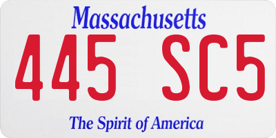 MA license plate 445SC5