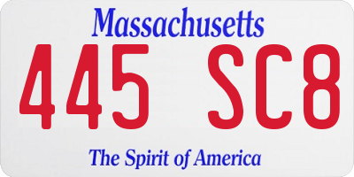 MA license plate 445SC8