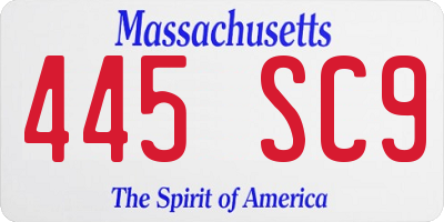 MA license plate 445SC9