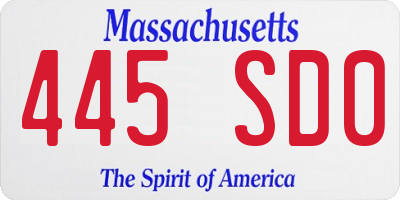 MA license plate 445SD0