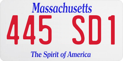 MA license plate 445SD1