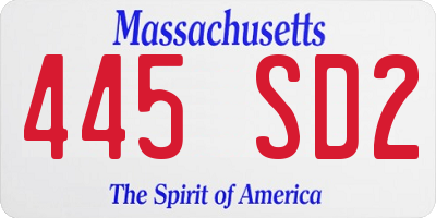 MA license plate 445SD2