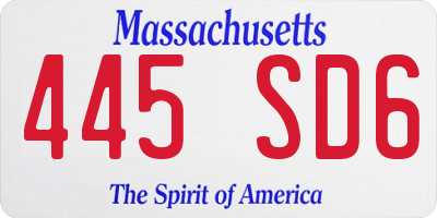 MA license plate 445SD6