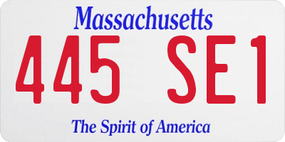 MA license plate 445SE1