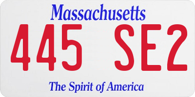MA license plate 445SE2