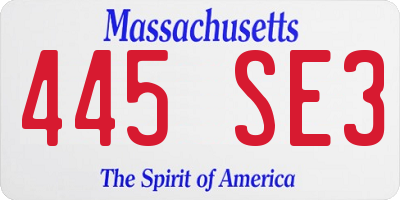 MA license plate 445SE3