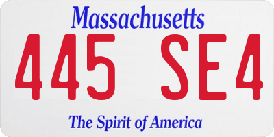 MA license plate 445SE4