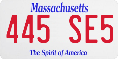 MA license plate 445SE5