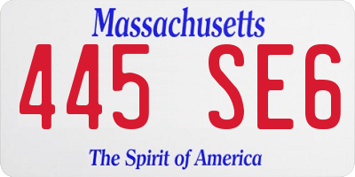 MA license plate 445SE6