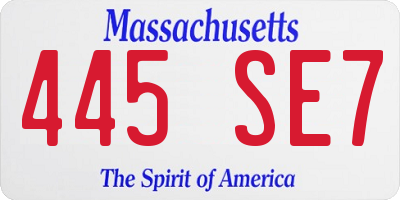 MA license plate 445SE7
