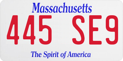 MA license plate 445SE9