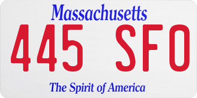 MA license plate 445SF0